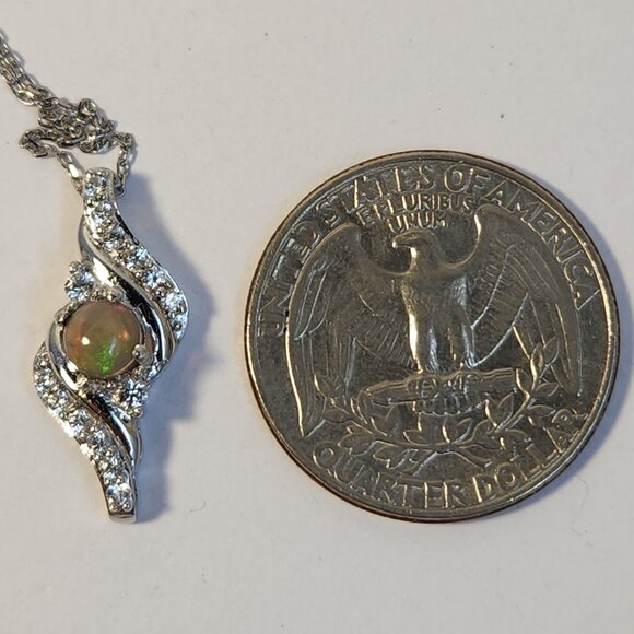 NIB VTG 925 5mm Real / Natural Ethiopian Fire Opal Pendant Necklace 16" - Picture 12 of 14